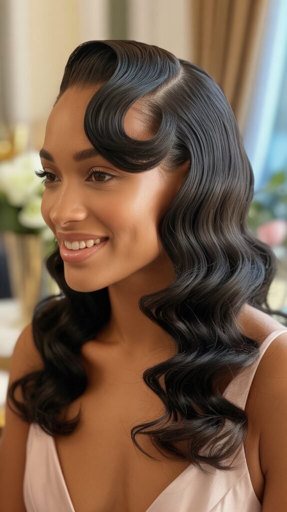 . Water Wave Half-Up Style