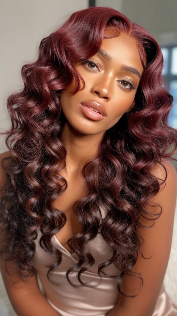 Burgundy Deep Wave Wig