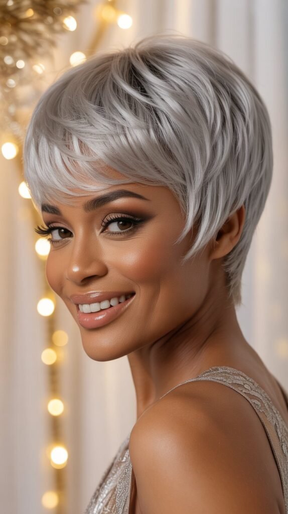 Silver Gray Pixie Cut
