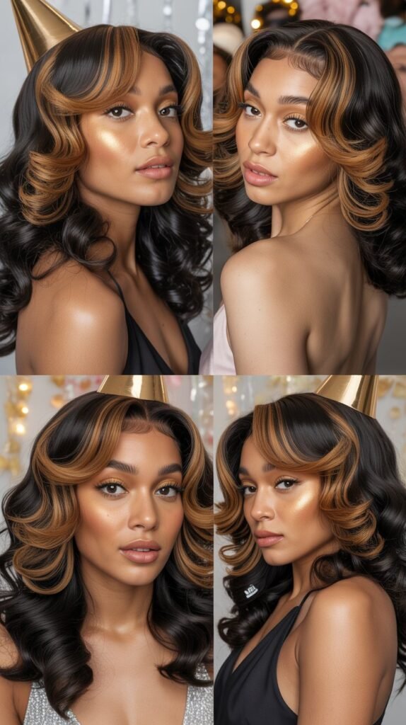 Caramel Highlights on Black