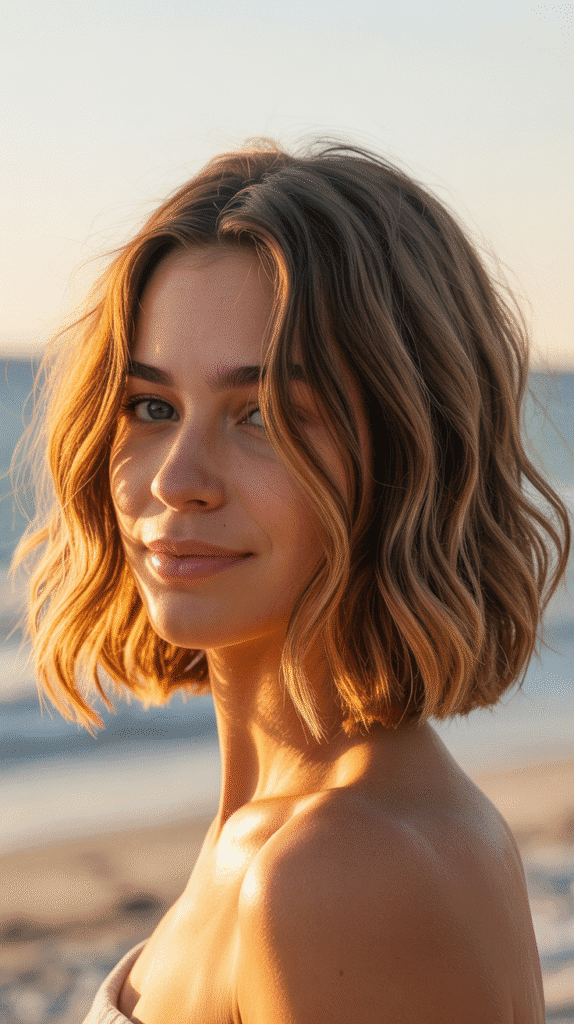 Top 30 Feminine Short Hair for Round Faces 21 Textured Lob with Middle Part