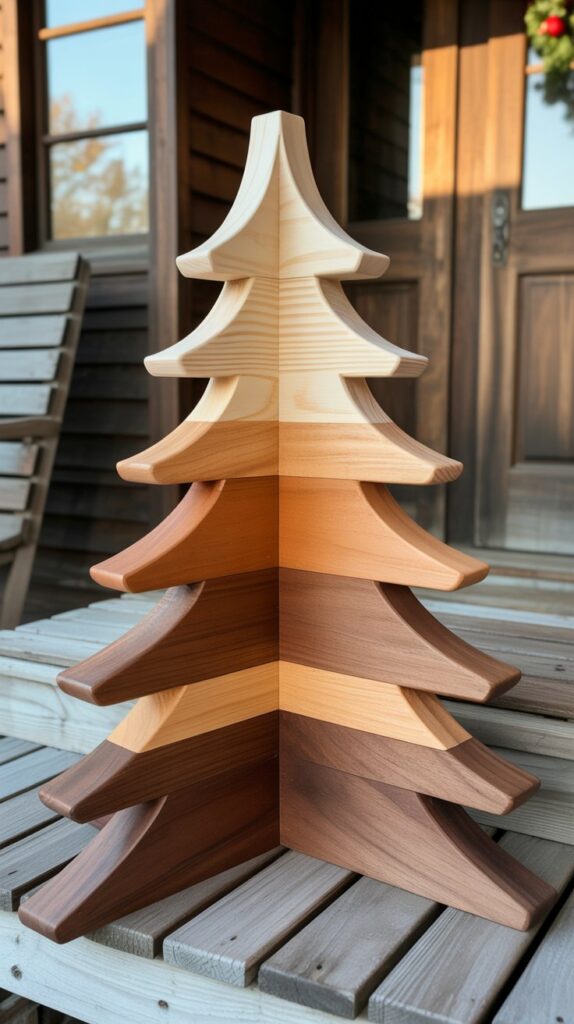 36 Wooden Christmas Trees for Your Front Porch Décor 13 Multi-Tone Stained Christmas Trees
