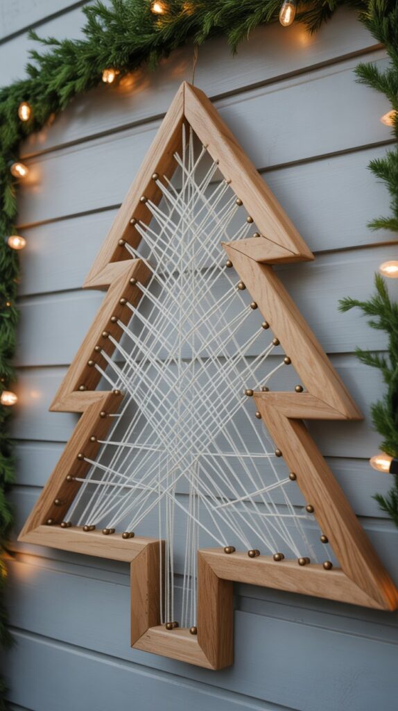 36 Wooden Christmas Trees for Your Front Porch Décor 14 Outline String Art Christmas Trees