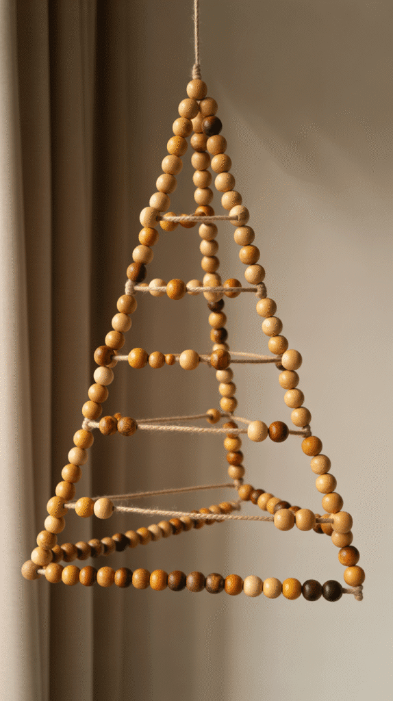 Top 33+ DIY Wooden Christmas Trees Anyone Can Make 17 Wooden Bead Garland Tree