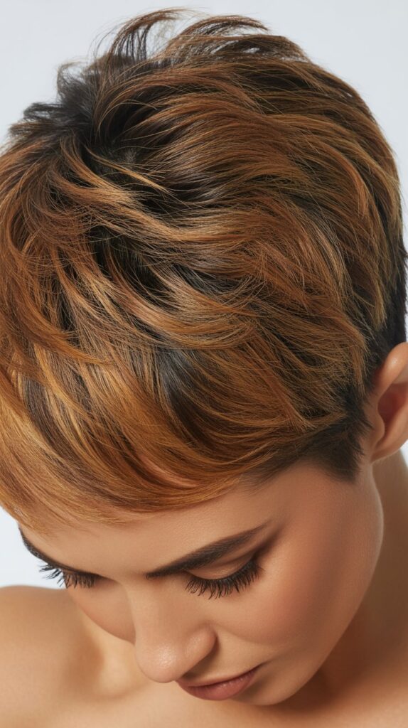 27 Gorgeous Wavy Pixie Hairstyles for Thick Hair 24 . Wavy Pixie with Textured Crown