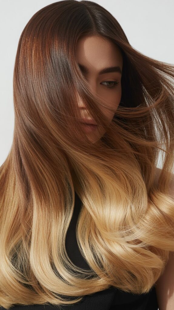12. Chocolate Balayage with Blonde Ends