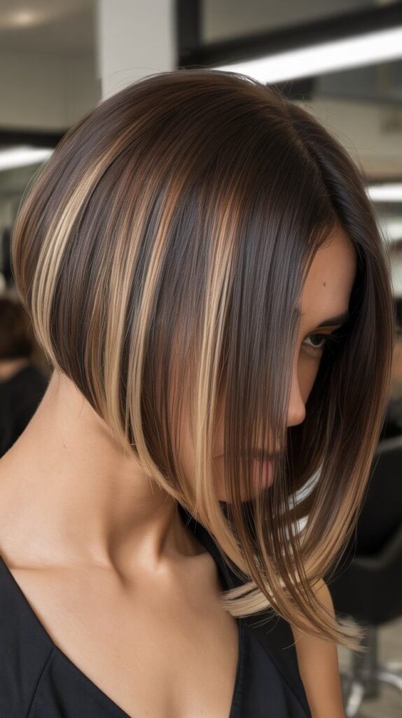 Reverse Balayage Angled Bob