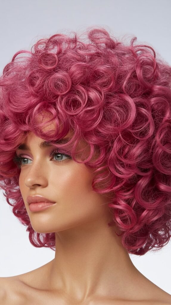 Magenta Pink Loose Afro Puff