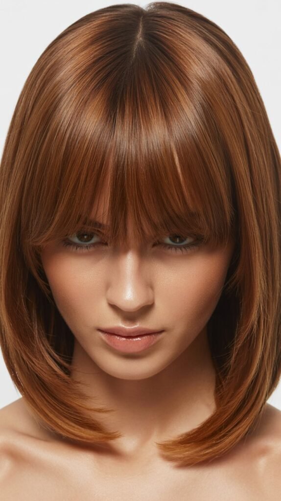 33 Stunning Long Bob with Curtain Bangs Modern Style