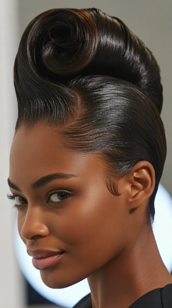 Slicked Back with Side Part Pomp