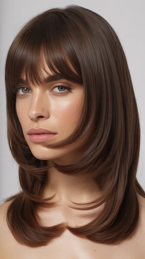 Long Bob with Curtain Bangs and Braided Accents
