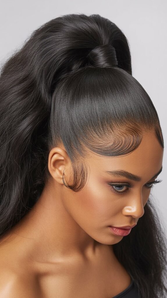 High Ponytail with Baby Hairs