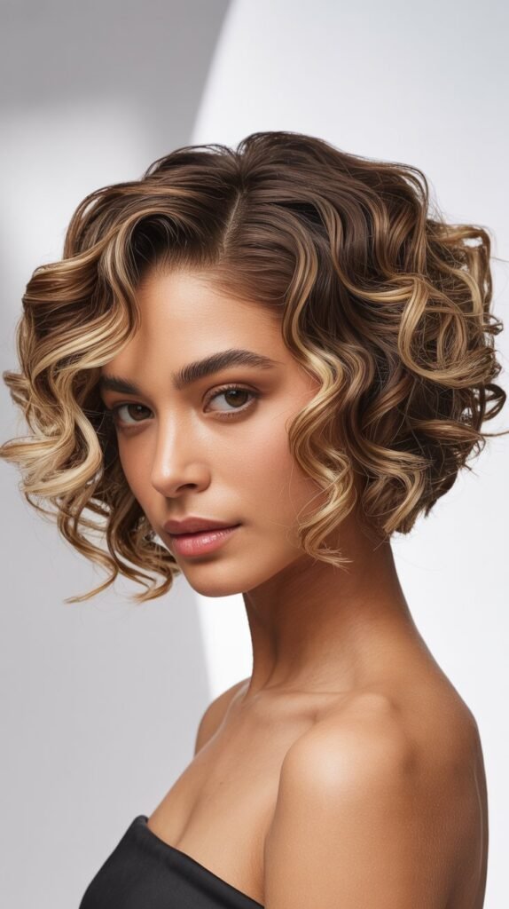 Balayage Bob for Curly Hair