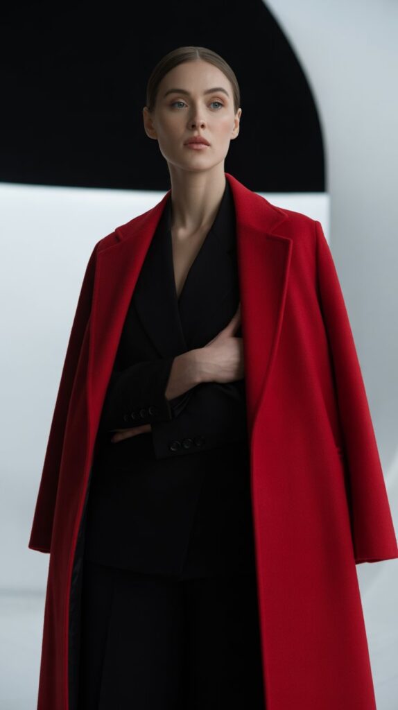 40 Winter Outfit Ideas for Women to Stay Warm and Stylish 10 Monochrome All-Black Outfit with Statement Coat