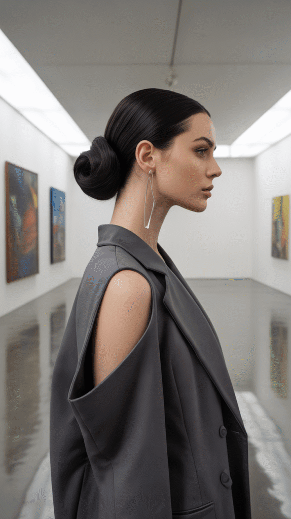 27+ Easy Wedding Guest Hairstyles for Long Hair 21 Asymmetrical Low Bun