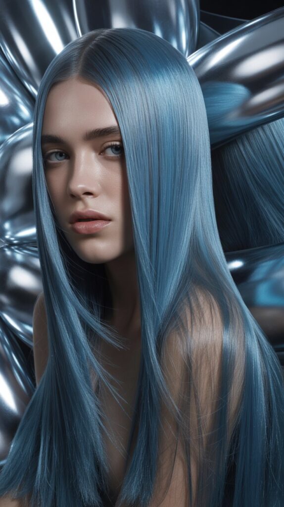 Steel Blue and Silver Metallic Shine