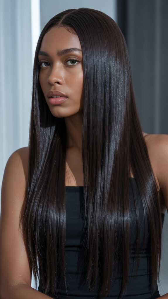 Top 33+ Baddie Hairstyles for Black Women Turn Heads 11 Bone Straight Wig with Middle Part