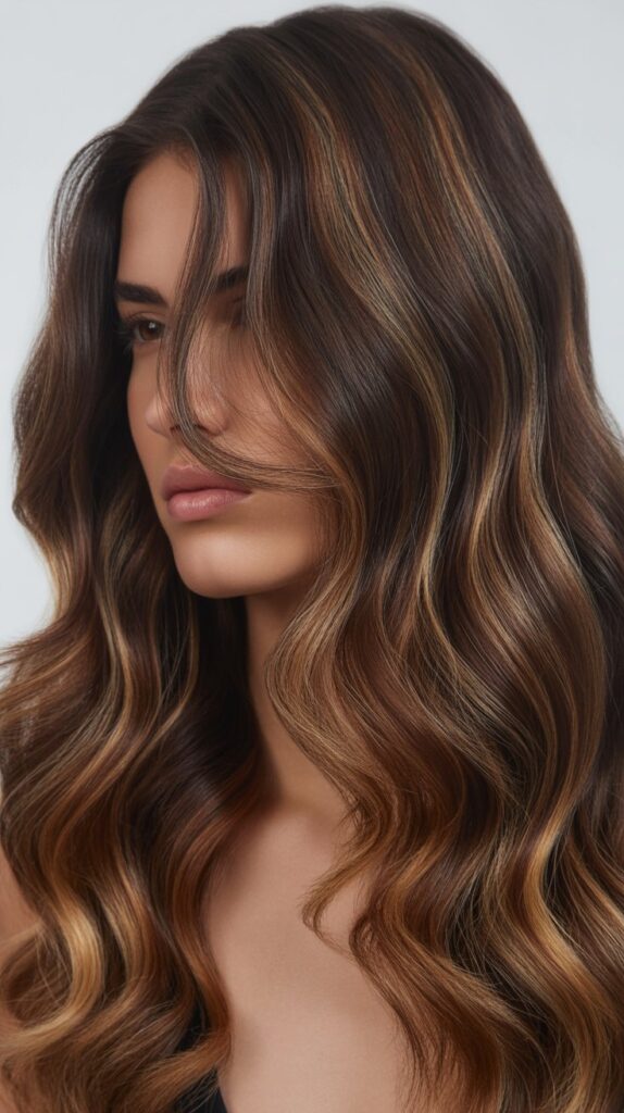 27. Chocolate Balayage with Root Shadow