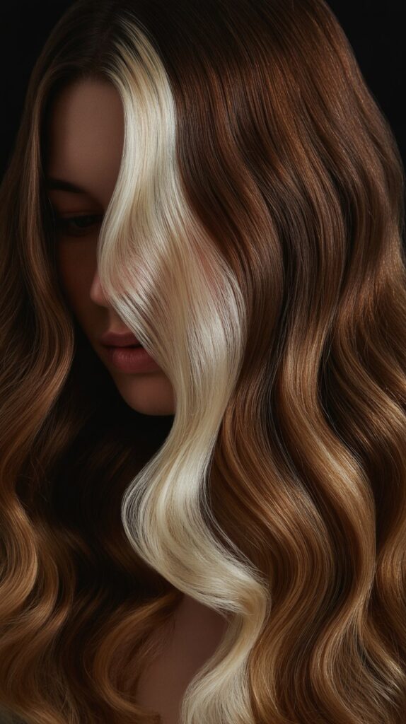 34 Trendy Brunette Balayage Hairstyles with a Money Piece 17 Smoky Brown Balayage with Pearl Blonde Money Piece