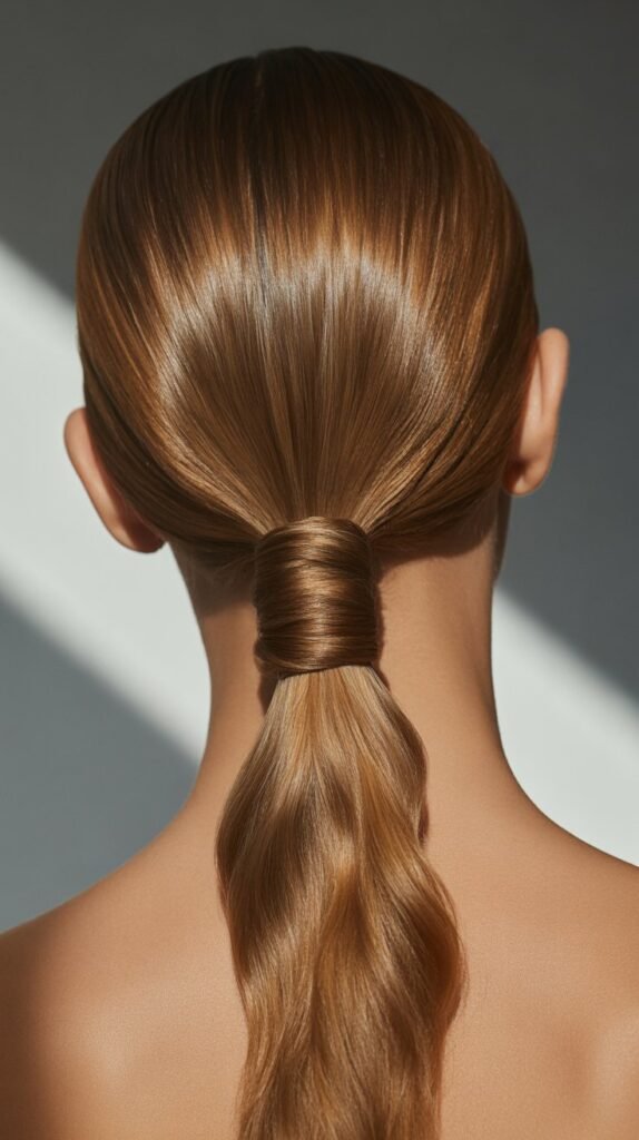 High Sleek Ponytail with Wrap
