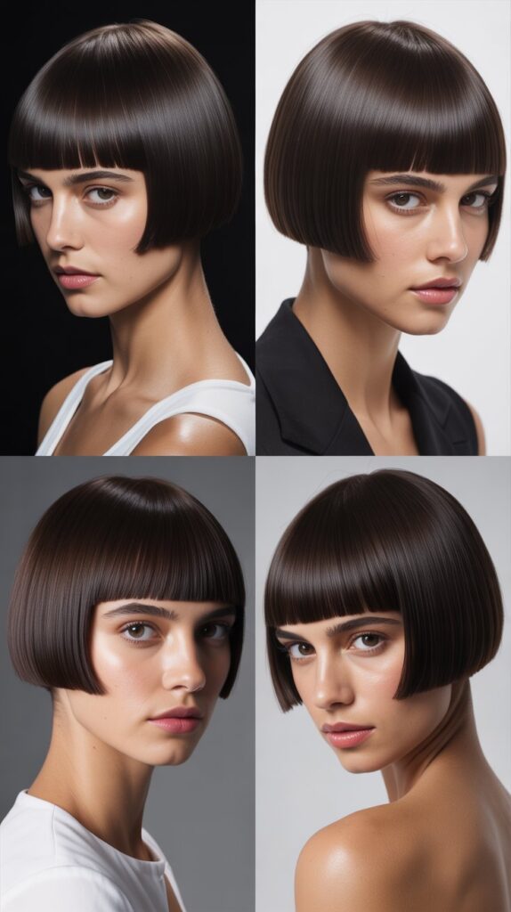Sleek French Bob with Straight-Across Micro Fringe