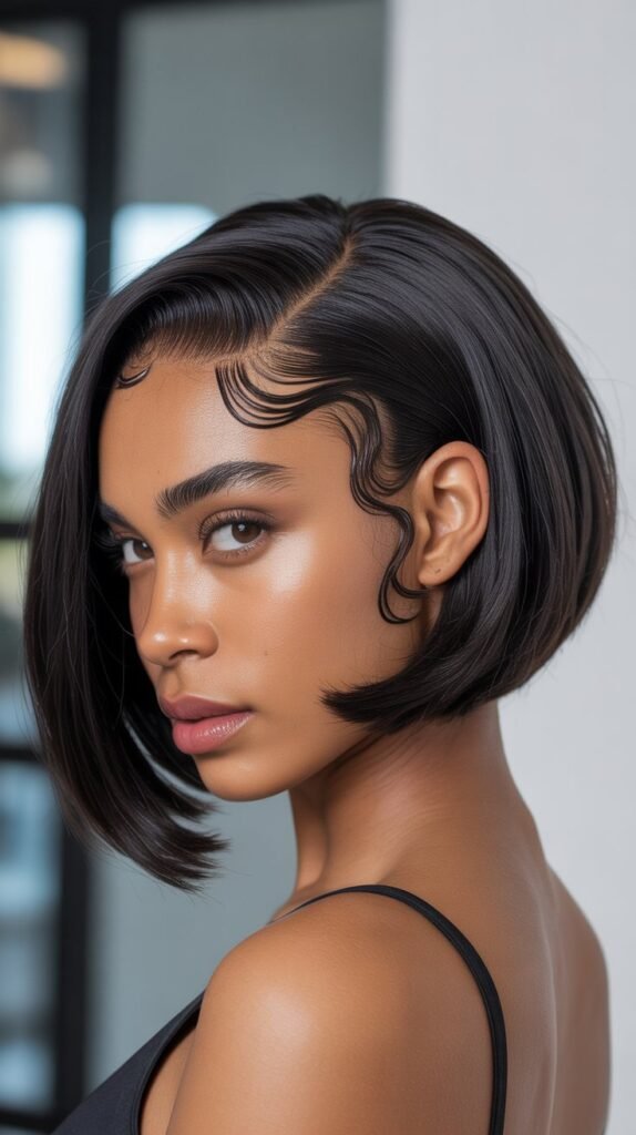 Asymmetrical Bob with Undercut Design