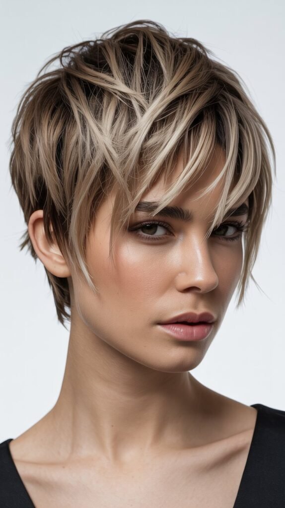 Choppy Pixie with Angular Bangs
