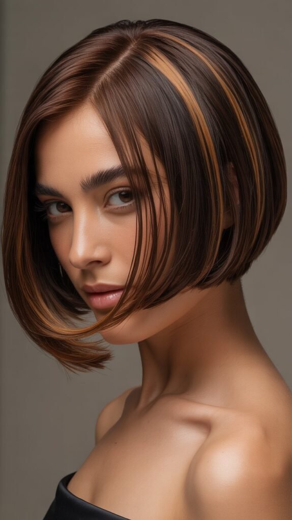 Slicked-Back Style with Caramel Highlights