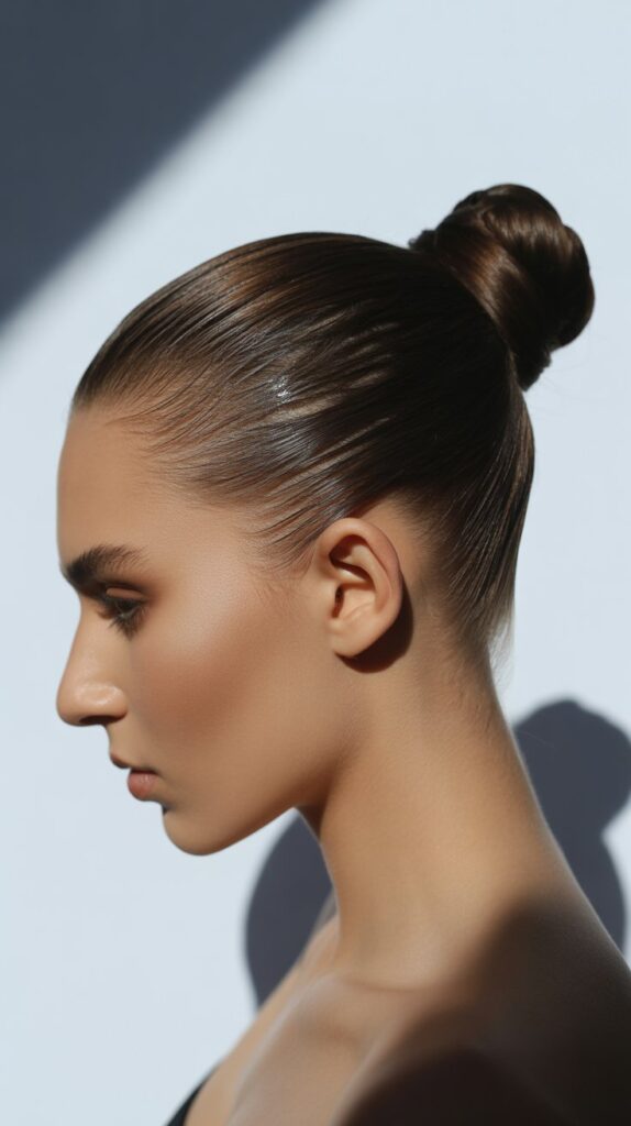 30 Cute Simple Hairstyles You Can Do in Under 5 Minutes 22 The Slicked Back Bun