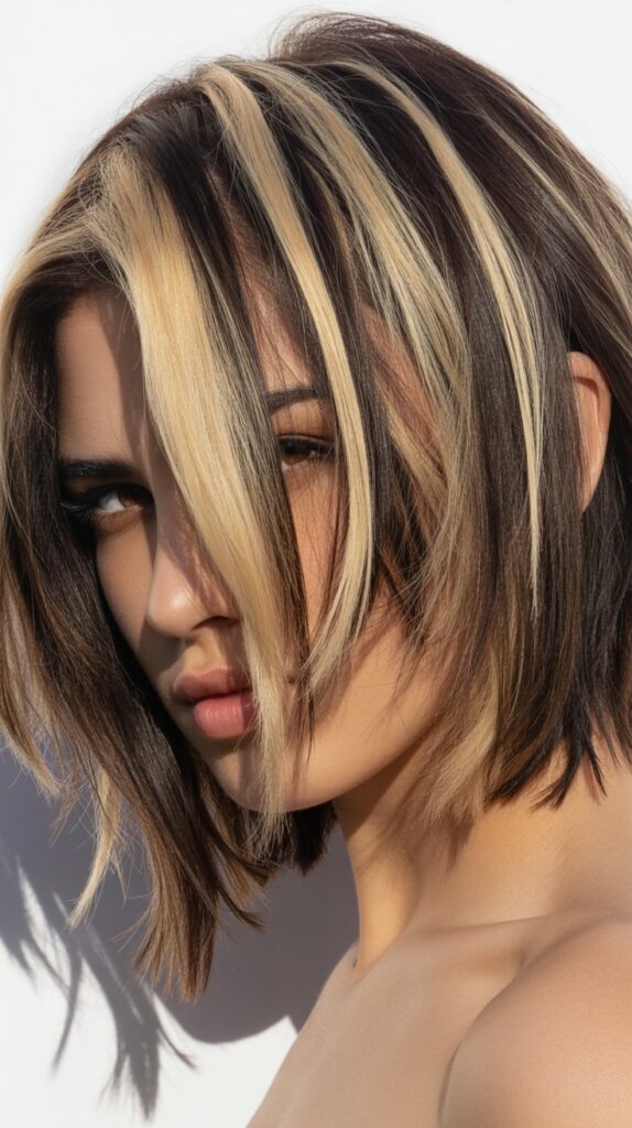 Choppy Bob with High-Contrast Balayage