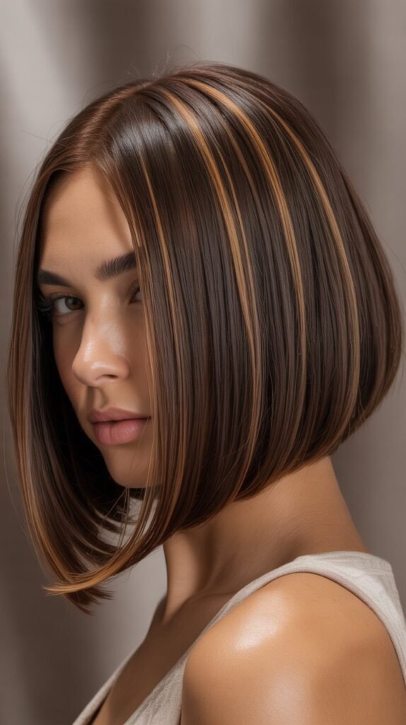Sleek Bob with Caramel Babylights