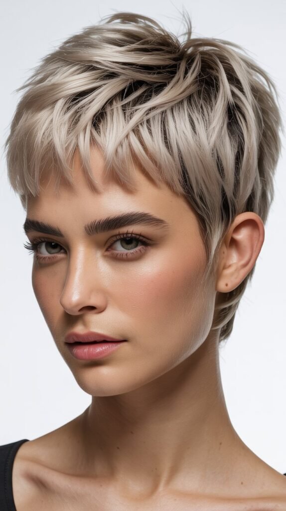  Choppy pixie with textured micro fringe
