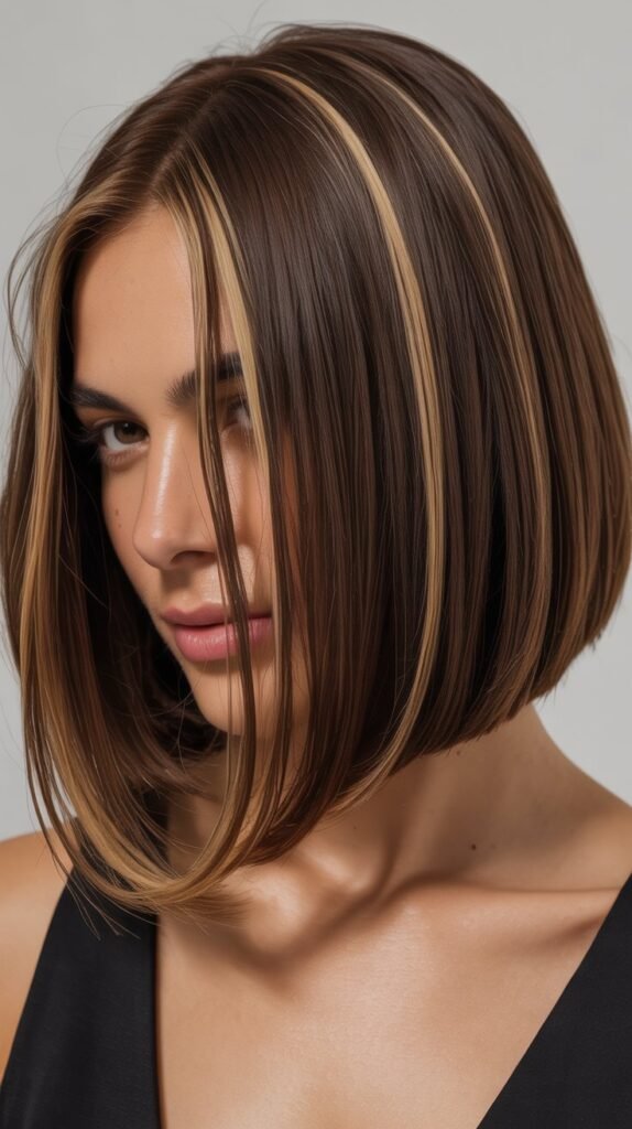 Bob with Caramel Peek-a-Boo Highlights