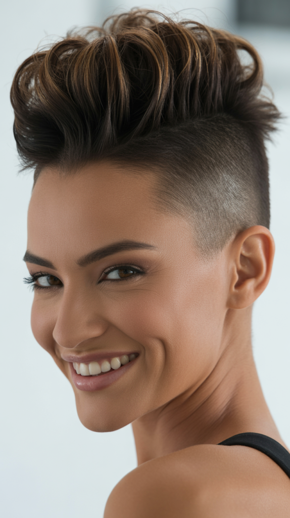 Mohawk-Inspired Updo with Shaved Sides