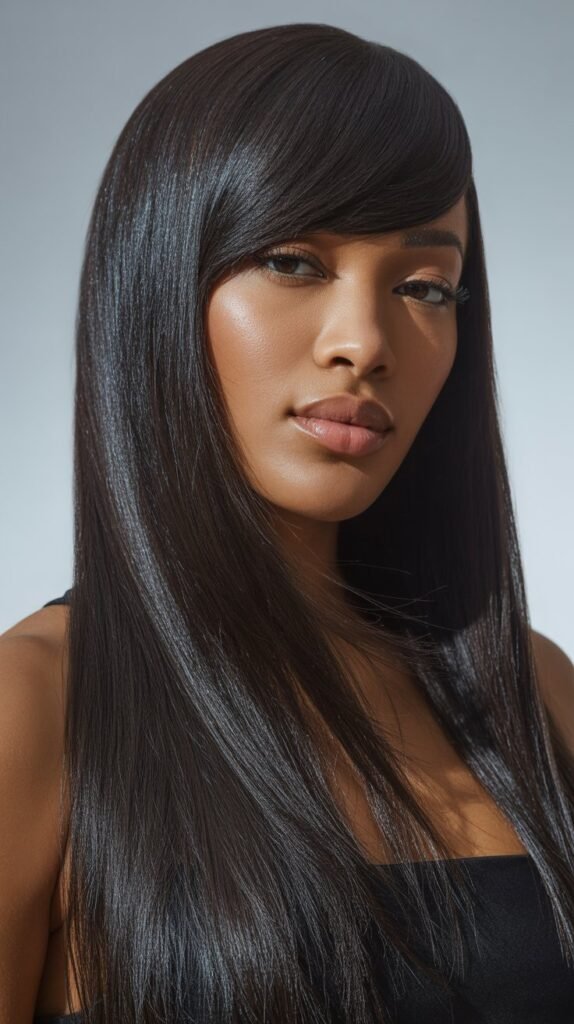 Pin-Straight Wig with Side Bangs
