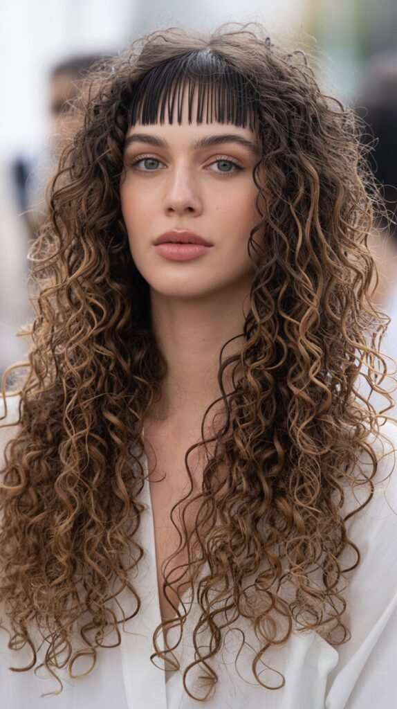 Long Curls with Micro Bangs