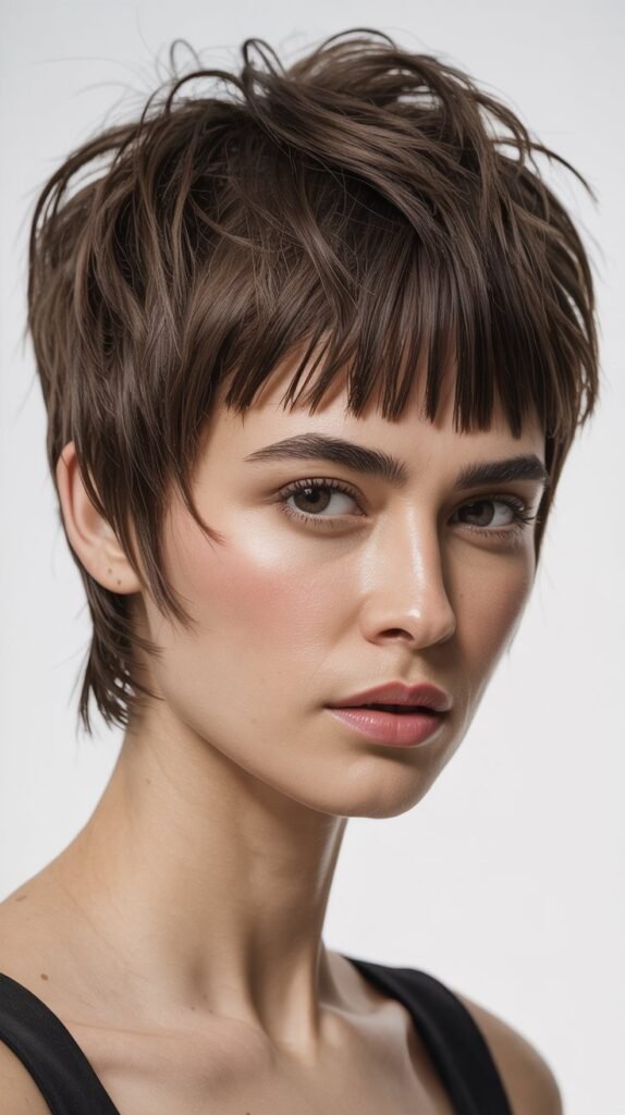 Choppy Pixie Bob with Blunt Bangs