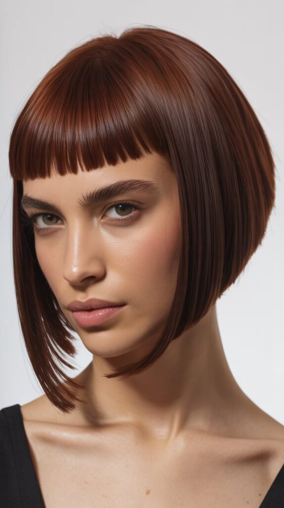 Blunt Angled Bob with Micro Fringe