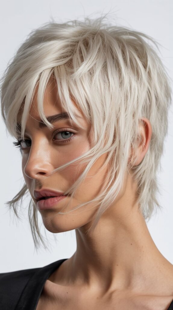  Platinum Blonde Shaggy Pixie