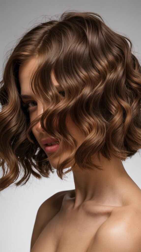 Curly Wavy Angled Bob