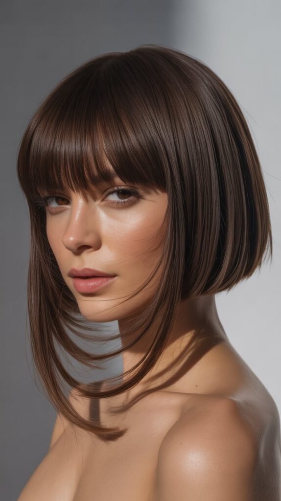 Edgy Bob with Bold Curtain Bangs