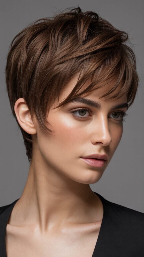 Classic Choppy Pixie with Side-Swept Bangs