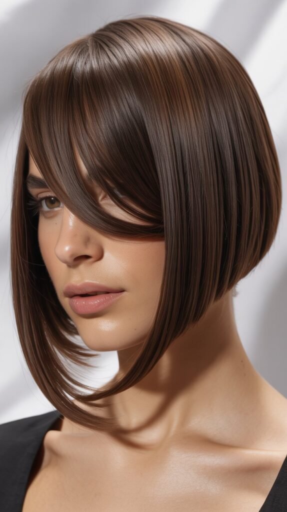 Sleek Angled Bob with Side Bangs