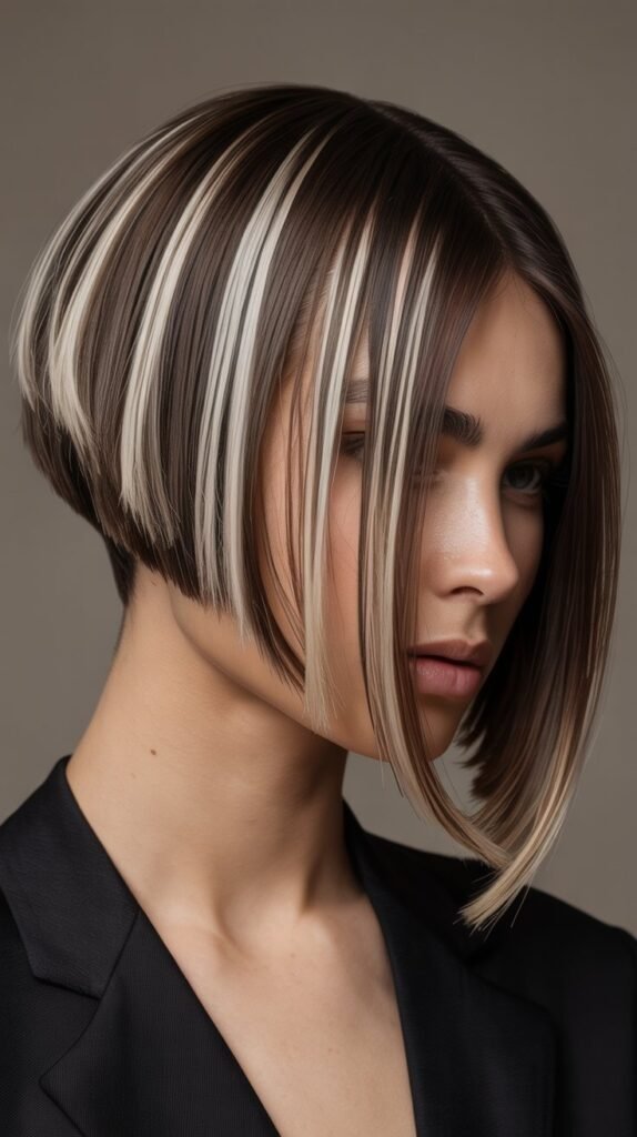 Dramatic High-Contrast Balayage Bob