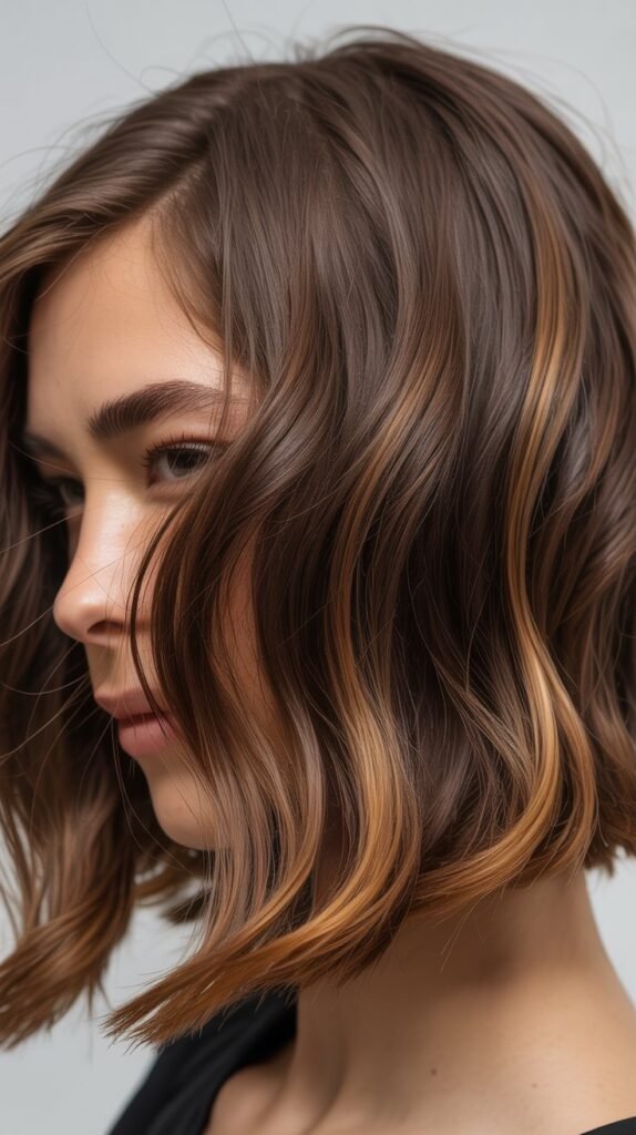 Textured Bob with Caramel Foilyage