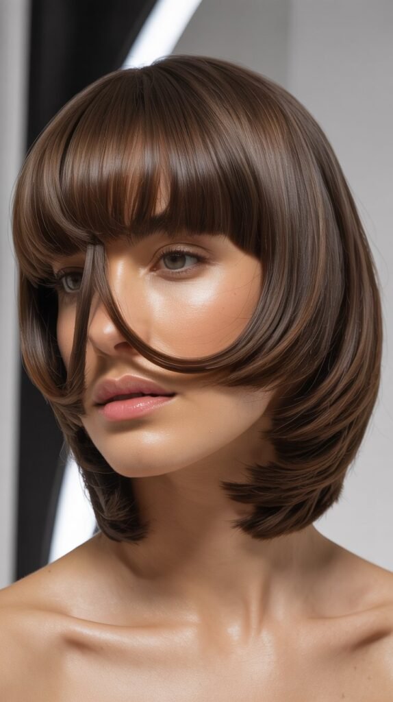  Stacked Bob with Curved Bangs