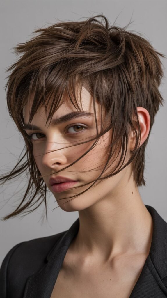  Choppy Pixie with Windswept Bangs