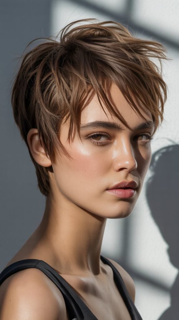 Choppy Pixie with Swept-Back Bangs