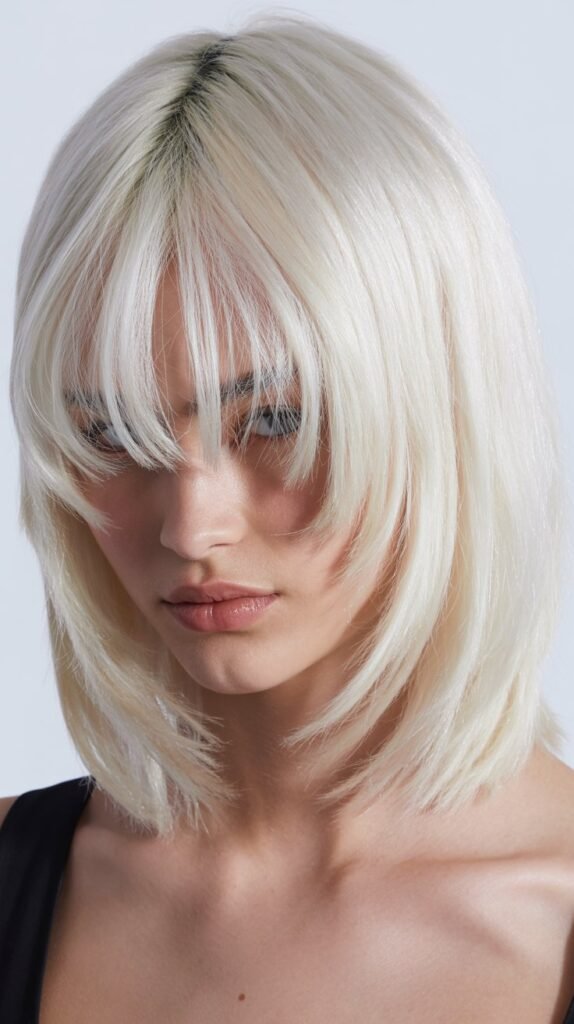 Long Bob with Curtain Bangs and Face-Framing Layers