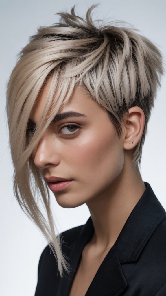 Choppy Pixie with Long Bangs